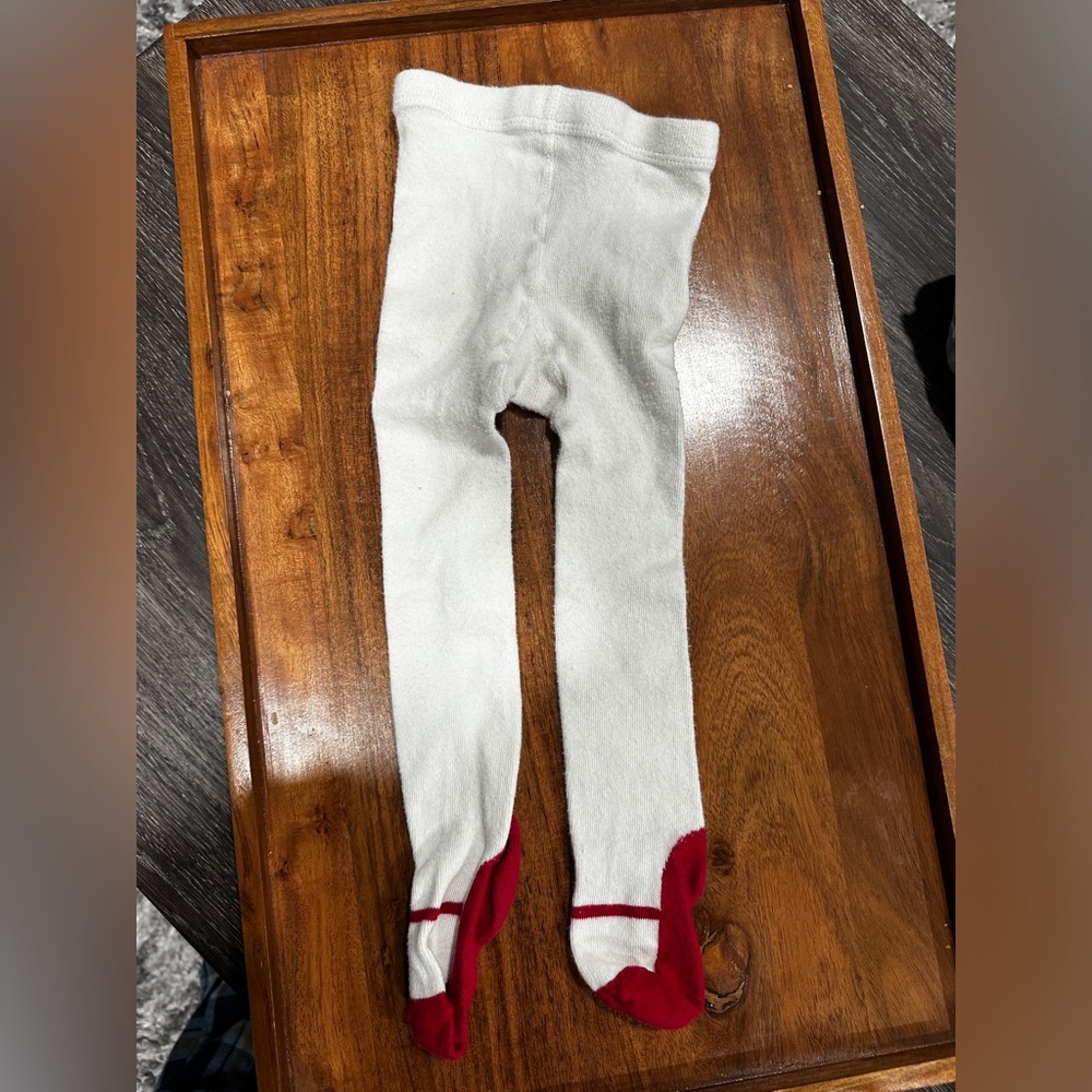 18 MO White Tights with Ballet Slipper Detail